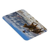 Cowboy op paarden met lederen kapjes magneet (Rechterzijde)