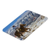 Cowboy op paarden met lederen kapjes magneet (Linkerzijde)