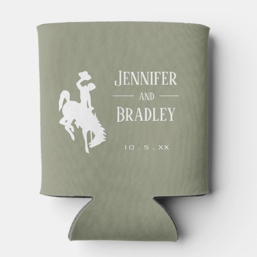 Cowboy op Sage Green gepersonaliseerd Blikjeskoeler (Achterkant)