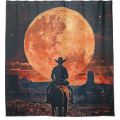 Cowboy op weg naar Oranje Volle Maan Douchegordijn (Voorkant)