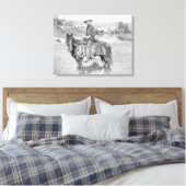 Cowboy op zijn foto van zijn paardSouth Dakota Canvas Afdruk (Insitu (Slaapkamer))