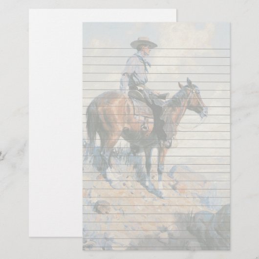 Cowboy op zijn paard briefpapier (Voorkant / Achterkant)