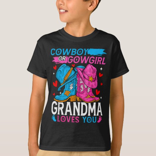 Cowboy Or Cowgirl Grandma Loves You Gender Reveal T-shirt (Voorkant)