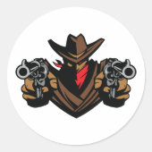 Cowboy Outlaw Ronde Sticker (Voorkant)