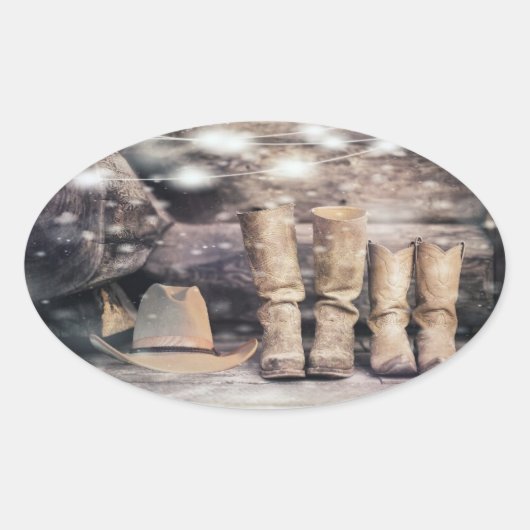 Cowboy Ovale Sticker (Voorkant)
