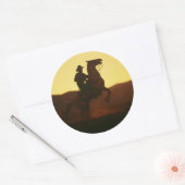 Cowboy over het houden van paarden ronde sticker (Envelop)