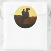 Cowboy over het houden van paarden ronde sticker (Tas)