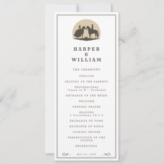 Cowboy paar bruiloft programma (Voorkant)