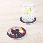 Cowboy paar voor altijd Jubileum Zandsteen Onderzetter (Zijkant)