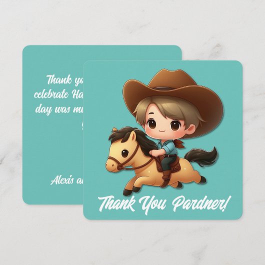 Cowboy & Paard Bedankt Verjaardag (Voorkant / Achterkant)