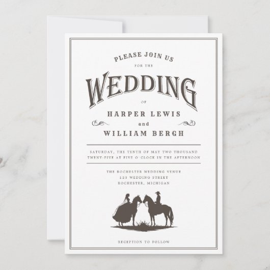 Cowboy paard bruiloft uitnodiging (Voorkant)