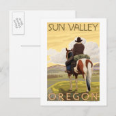 Cowboy & Paard - de Vallei van de Zon, Idaho Briefkaart (Voorkant / Achterkant)