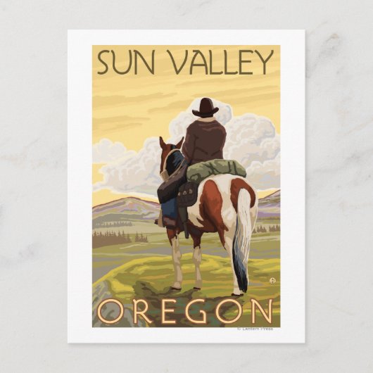 Cowboy & Paard - de Vallei van de Zon, Idaho Briefkaart (Voorkant)