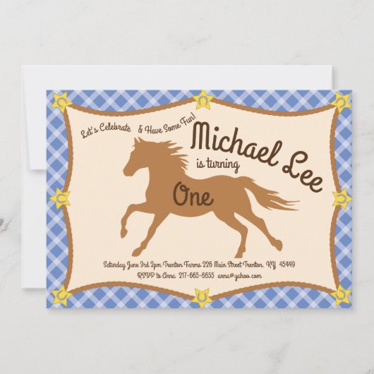 Cowboy Paard Pony Uitnodigingen (Voorkant)