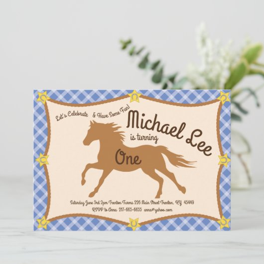 Cowboy Paard Pony Uitnodigingen (Staand voorkant)