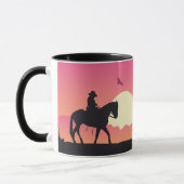 Cowboy Paard Roze Zonsondergang Woestijn Mok (Links)