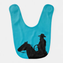 Cowboy & Paard Silhouet op Turquoise