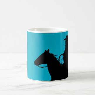 Cowboy & Paard Silhouet op Turquoise Koffiemok