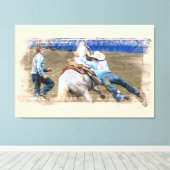 *~* Cowboy Paard Western AR22 Rodeo Vintage Canvas Afdruk (Insitu (Houten vloer))