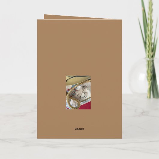 Cowboy paard zadel hoed touw sheriff verjaardag kaart (Achterkant)