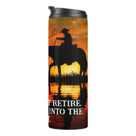 Cowboy, Paard & Zonsondergang Pensionering Thermosbeker