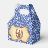 Cowboy paarden blauwe paisley western cadeau bedankdoosjes (Achterkant)