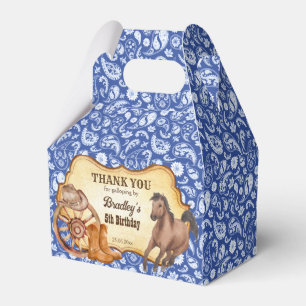 Cowboy paarden blauwe paisley western cadeau bedankdoosjes