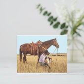 Cowboy, paarden en honden briefkaart (Staand voorkant)
