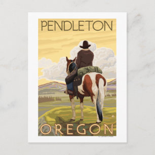 Cowboy & paarden - Pendleton, Oregon Briefkaart