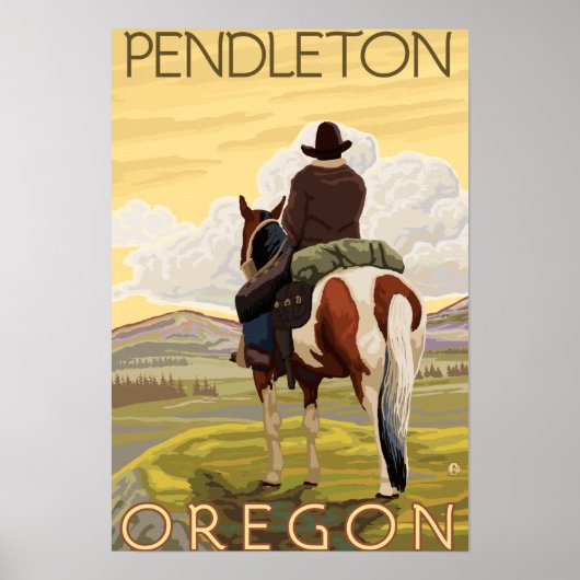 Cowboy & paarden - Pendleton, Oregon Poster (Voorkant)