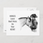 Cowboy: Paarden: Prints: potloodtekening Briefkaart (Voorkant / Achterkant)