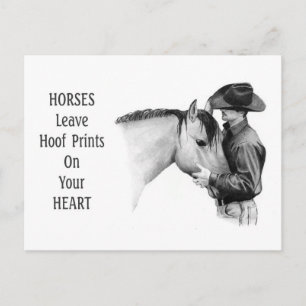 Cowboy: Paarden: Prints: potloodtekening Briefkaart