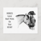 Cowboy: Paarden: Prints: potloodtekening Briefkaart (Voorkant)