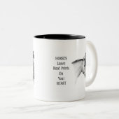 Cowboy: Paarden: Prints: potloodtekening Tweekleurige Koffiemok (Voorkant rechts)