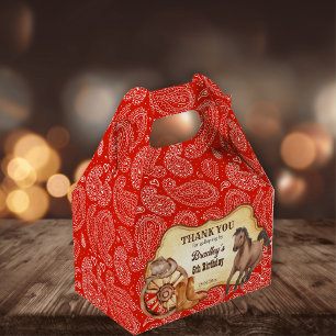 Cowboy paarden rode paisley western cadeau bedankdoosjes