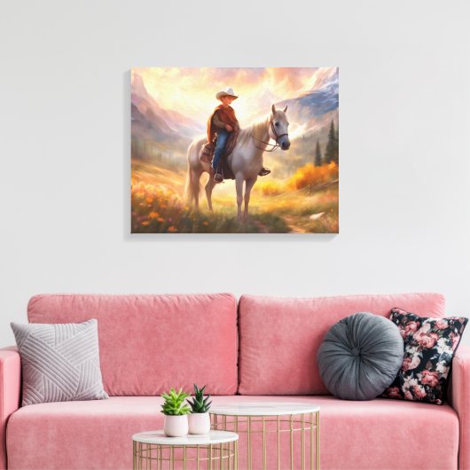 Cowboy Paardenrug Jongen Slaapkamer Art Canvas Pri (Insitu (Woonkamer))
