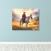 Cowboy Paardenrug Jongen Slaapkamer Art Canvas Pri Afdruk (Insitu (Houten vloer))