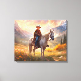 Cowboy Paardenrug Jongen Slaapkamer Art Canvas Pri Afdruk