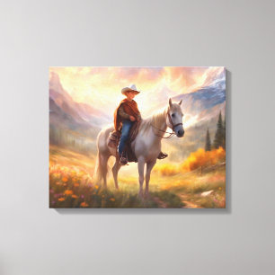 Cowboy Paardenrug Jongen Slaapkamer Art Canvas Pri Afdruk