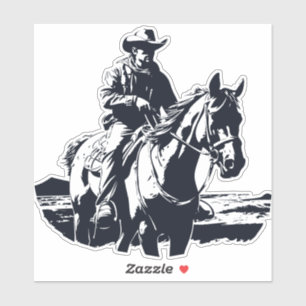 Cowboy Paardrijden in het Wilde Westen Sticker