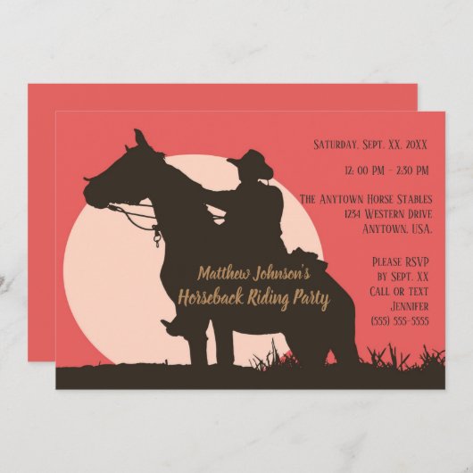 Cowboy Paardrijden Verjaardagsfeest Kaart (Voorkant / Achterkant)