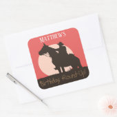 Cowboy Paardrijden Verjaardagsfeest Vierkante Sticker (Envelop)