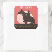 Cowboy Paardrijden Verjaardagsfeest Vierkante Sticker (Tas)