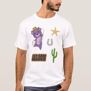 Cowboy Paarse Cute Beer Saloon Western T-shirt