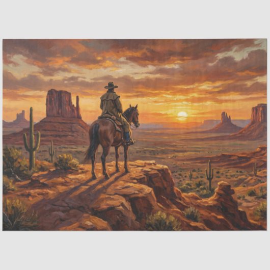 Cowboy Painted Desert Western Decoupage Tissuepapier (Voorkant)
