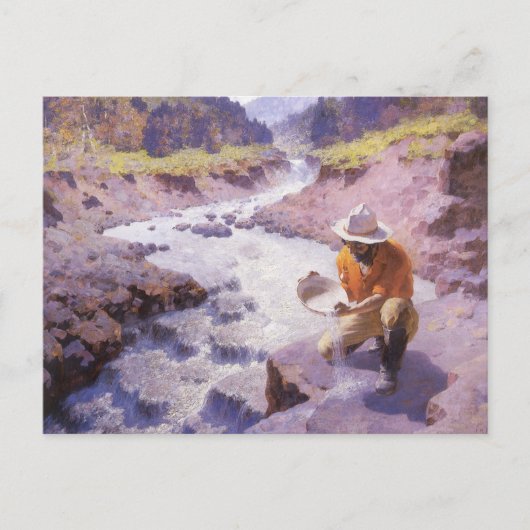 cowboy, Panning Gold, Wyoming van Leigh Briefkaart (Voorkant)