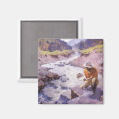  cowboy, Panning Gold, Wyoming van Leigh Magneet (Voorkant / Achterkant)