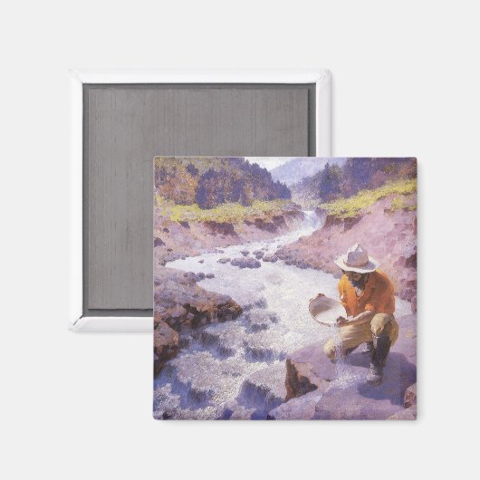  cowboy, Panning Gold, Wyoming van Leigh Magneet (Voorkant / Achterkant)