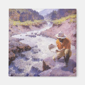  cowboy, Panning Gold, Wyoming van Leigh Magneet (Voorkant)