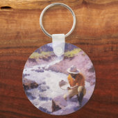  cowboy, Panning Gold, Wyoming van Leigh Sleutelhanger (Voorkant)